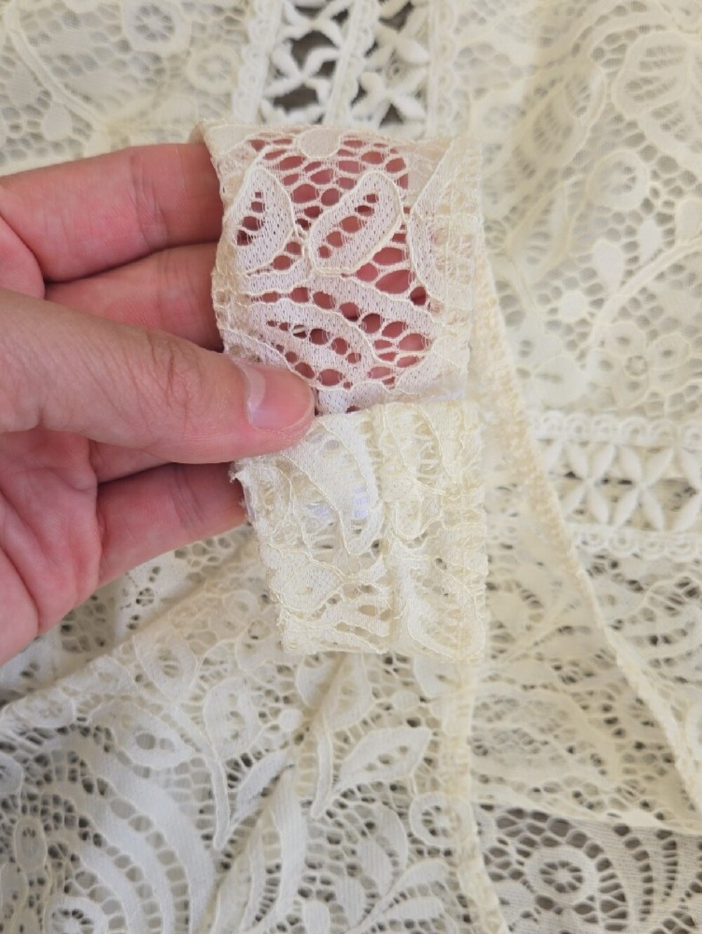 Lace V-Neck Bodysuit in Cream - Picture 8 of 10